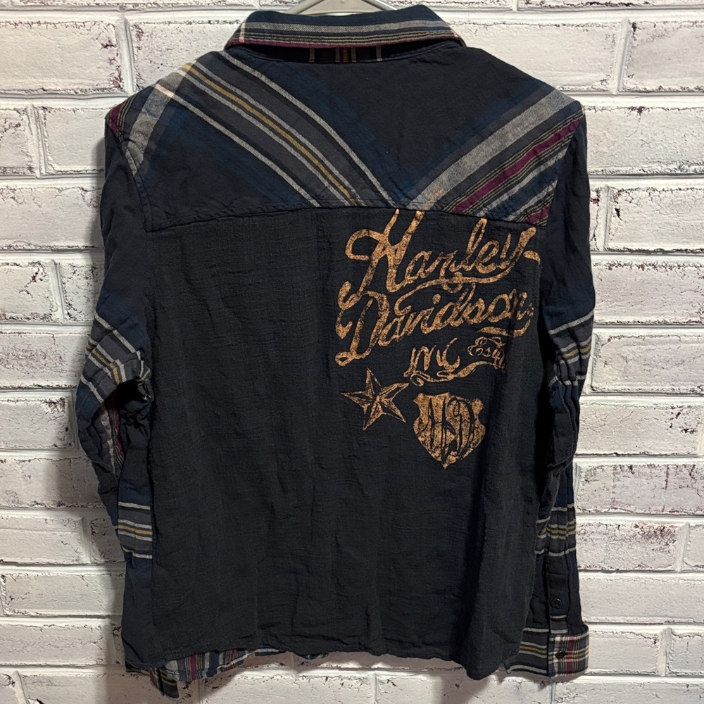 Harley-Davidson Button Down Lightweight Flannel Shirt Size Large
